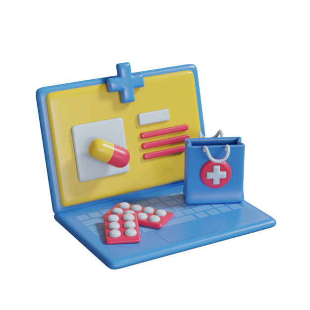 El icono de la farmacia en línea