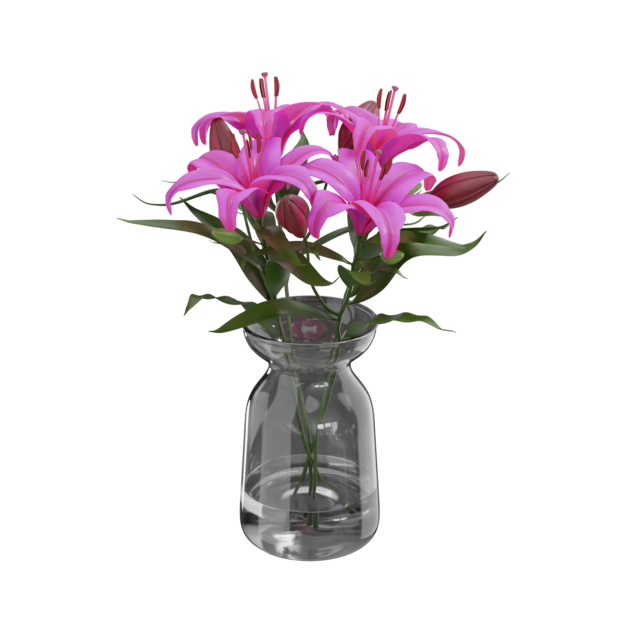 Vas dengan Bunga Lily Fuchsia