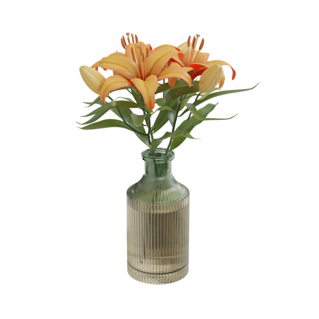 Vaas met oranje leliebloemen