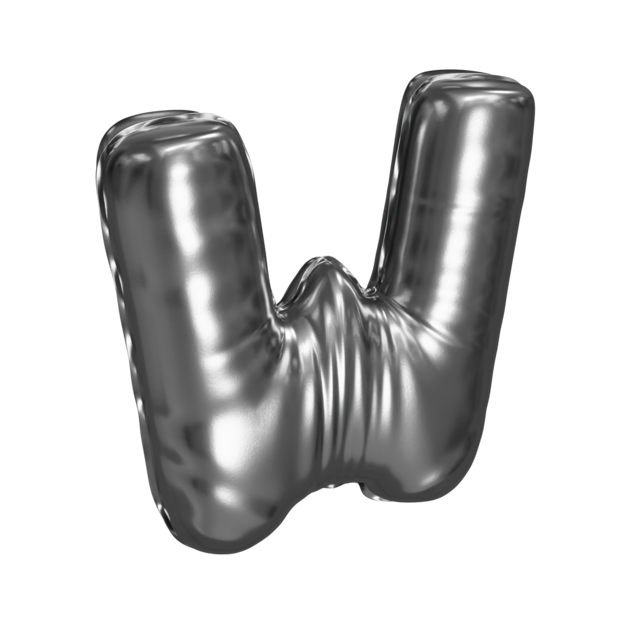 Ballon en aluminium lettre W argentée
