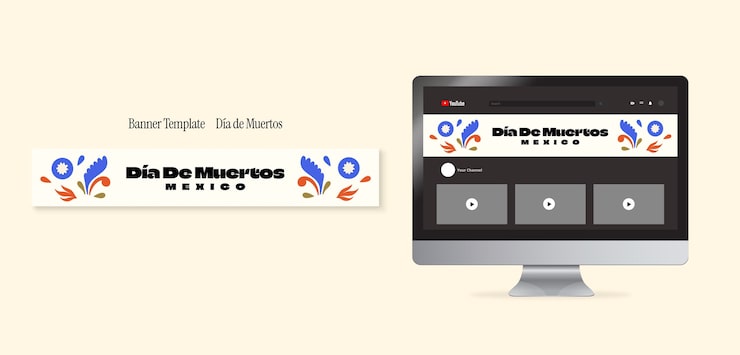 Bezpłatny plik PSD baner na youtube z okazji święta dia de muertos