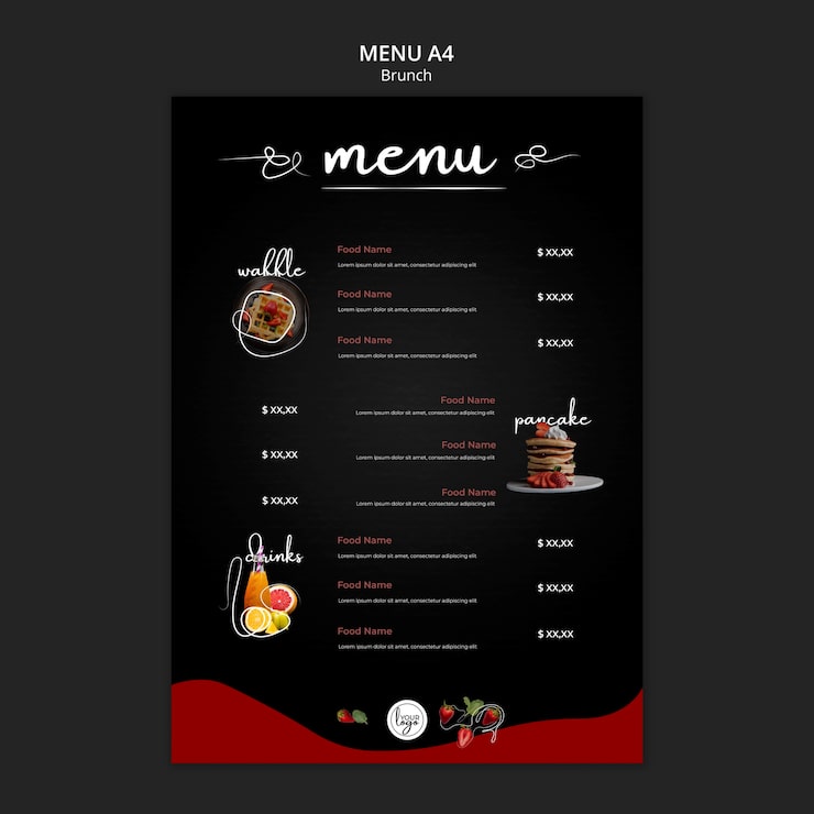 Bezpłatny plik PSD brunch menu restauracji i napojów