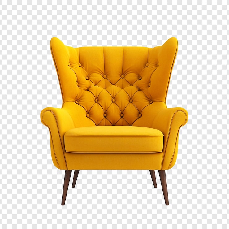 Bezpłatny plik PSD elegantne żółte krzesło wingback luksusowa dekoracja domu