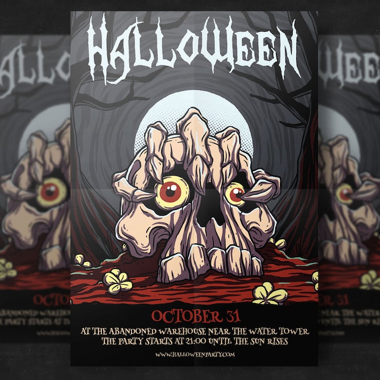 Bezpłatny plik PSD halloween szablon strony ulotki