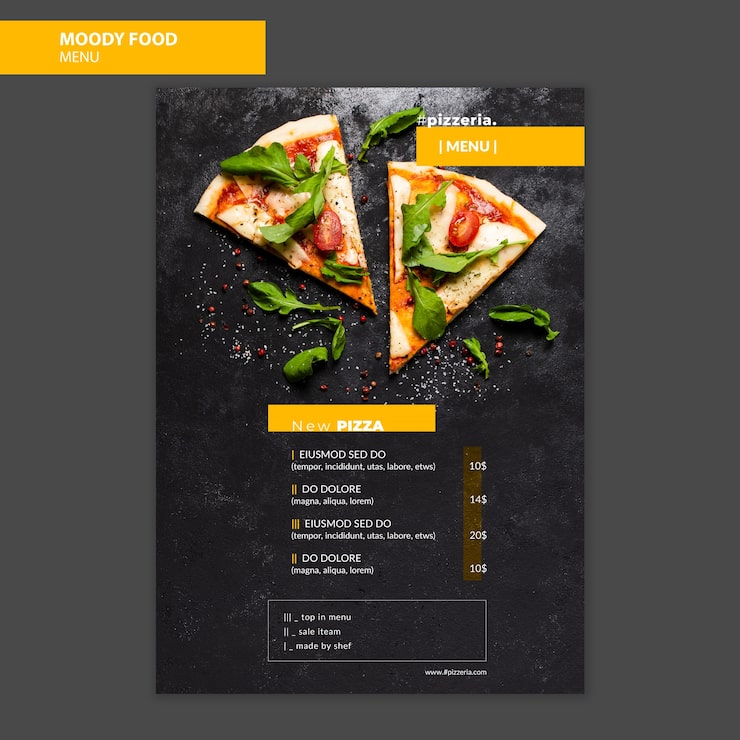 Bezpłatny plik PSD makieta menu restauracji moody food