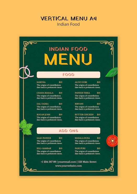 Bezpłatny plik PSD plakat menu indyjskiego