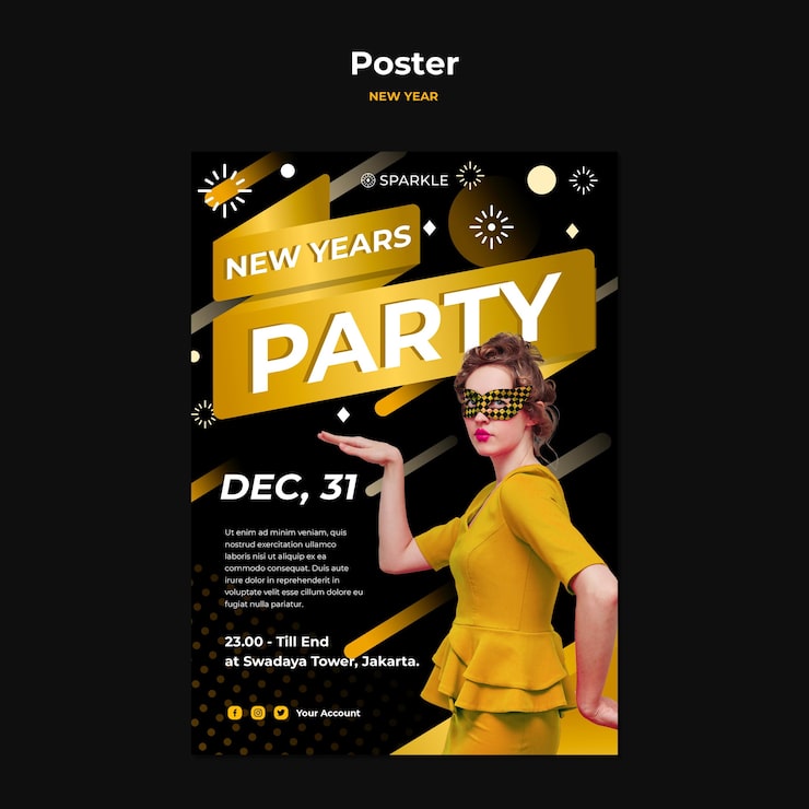 Bezpłatny plik PSD plakat szablon strony nowego roku