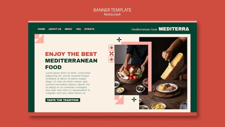 Bezpłatny plik PSD płaska konstrukcja szablonu restauracji