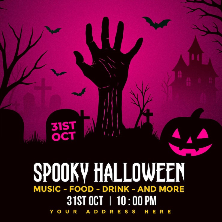 Bezpłatny plik PSD projekt posta na media społecznościowe na imprezę halloween