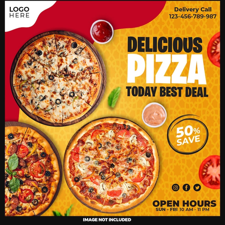 Bezpłatny plik PSD projekt szablonu mediów społecznościowych delicious pizza