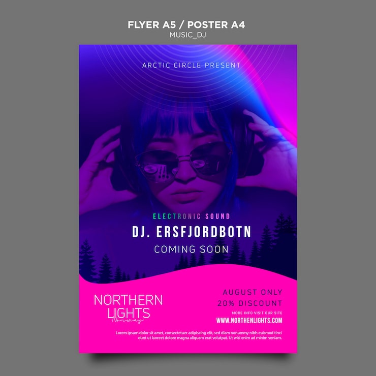 Bezpłatny plik PSD projekt szablonu plakatu dj muzyki