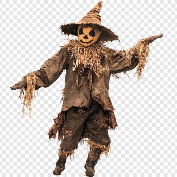 Bezpłatny plik PSD przerażające halloween scarecrow z głową dyni