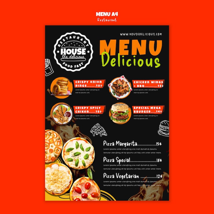Bezpłatny plik PSD pyszne jedzenie szablon menu restauracji