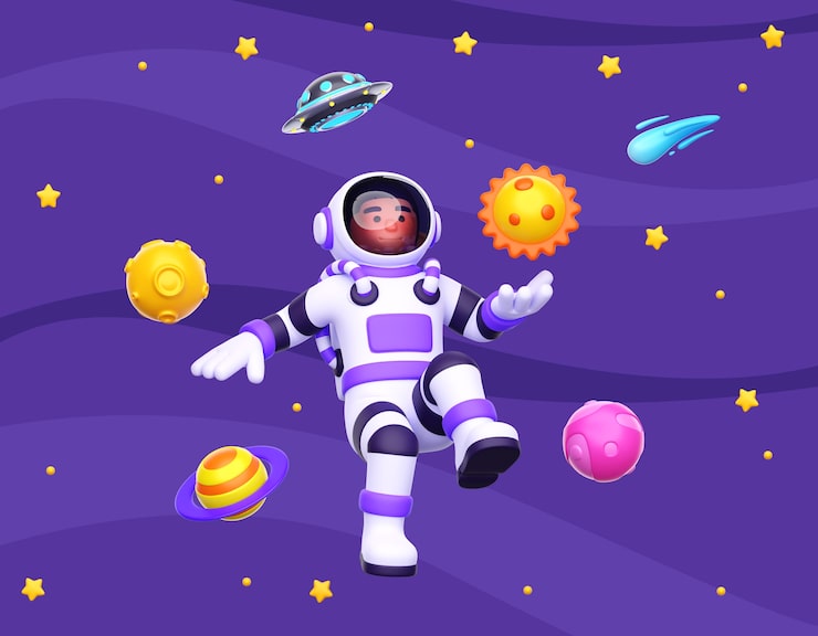 Bezpłatny plik PSD renderowanie 3d postaci astronauty