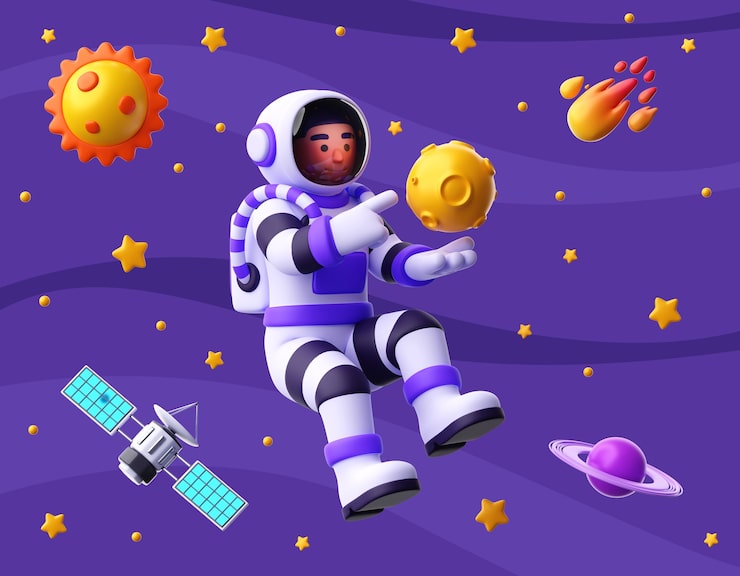 Bezpłatny plik PSD renderowanie 3d postaci astronauty