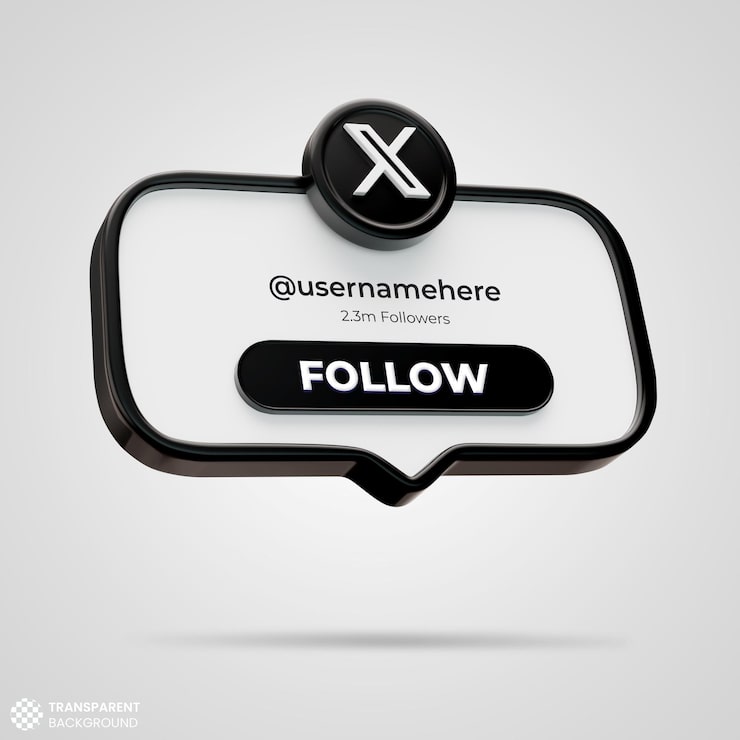 Bezpłatny plik PSD śledź nas na x twitter social media 3d render banner