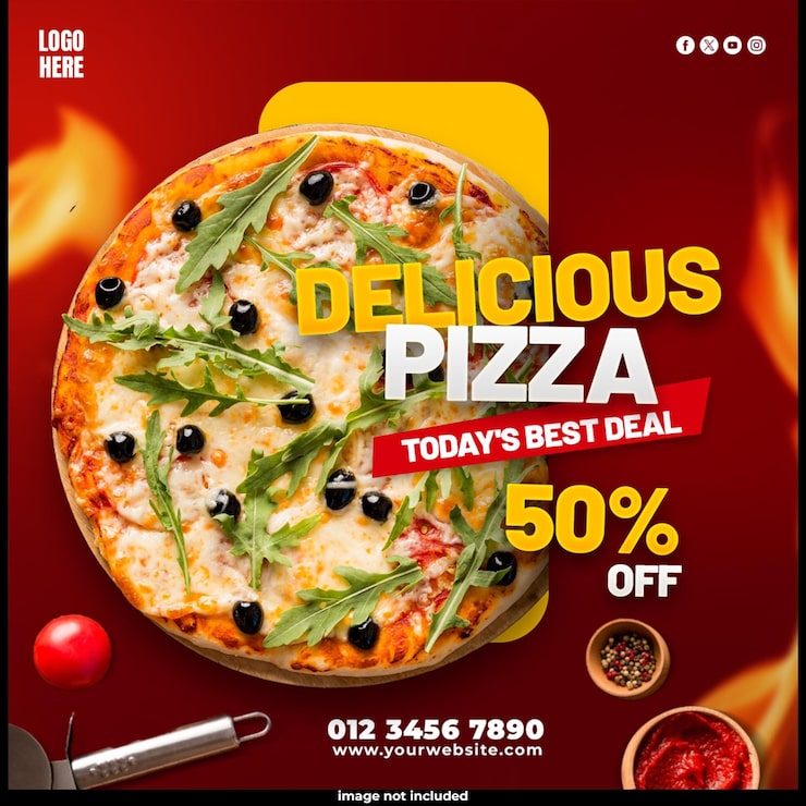 Bezpłatny plik PSD szablon banera dla mediów społecznościowych delicious pizza