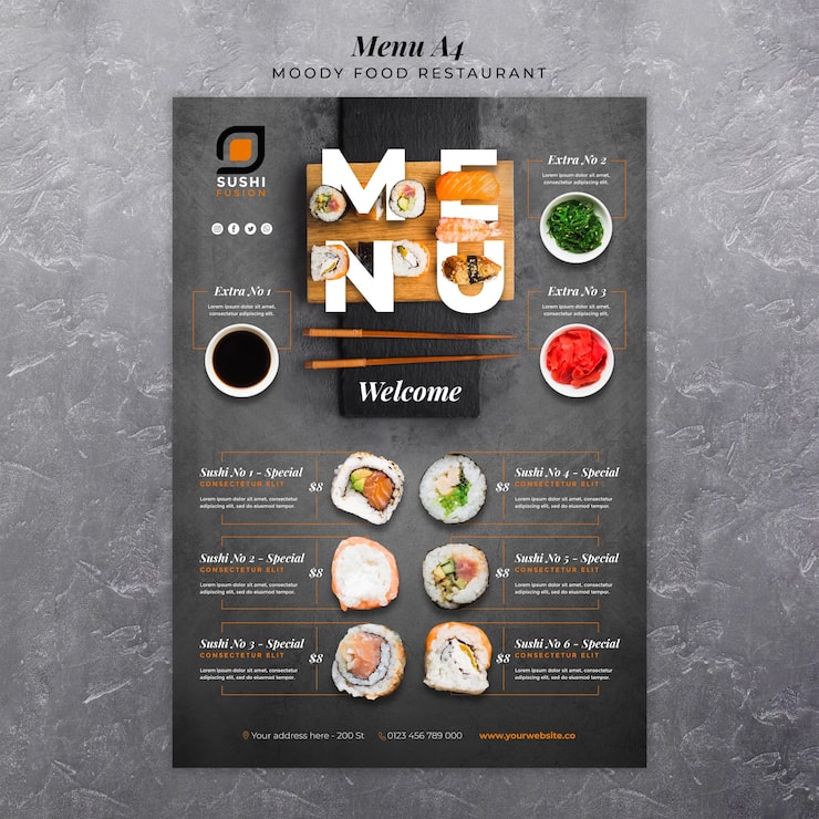 Bezpłatny plik PSD szablon menu restauracji nastrojowe jedzenie
