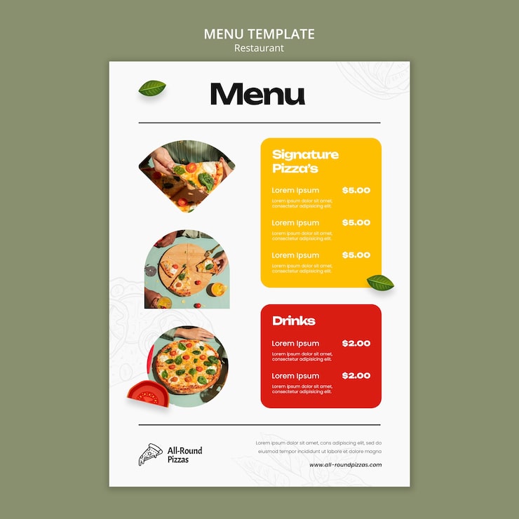 Bezpłatny plik PSD szablon menu restauracji pyszne jedzenie