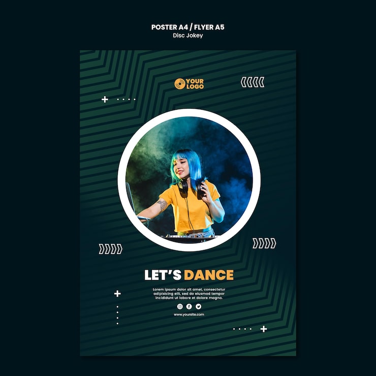 Bezpłatny plik PSD szablon plakatu dj let's dance