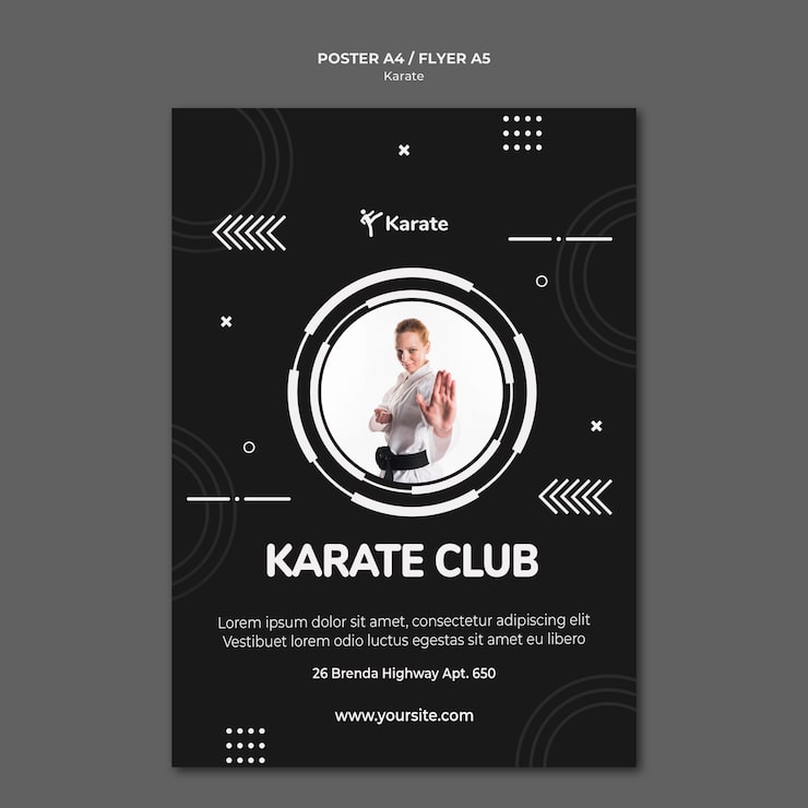 Bezpłatny plik PSD szablon plakatu klasy karate
