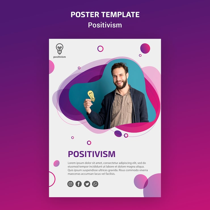 Bezpłatny plik PSD szablon plakatu koncepcja pozytywizmu