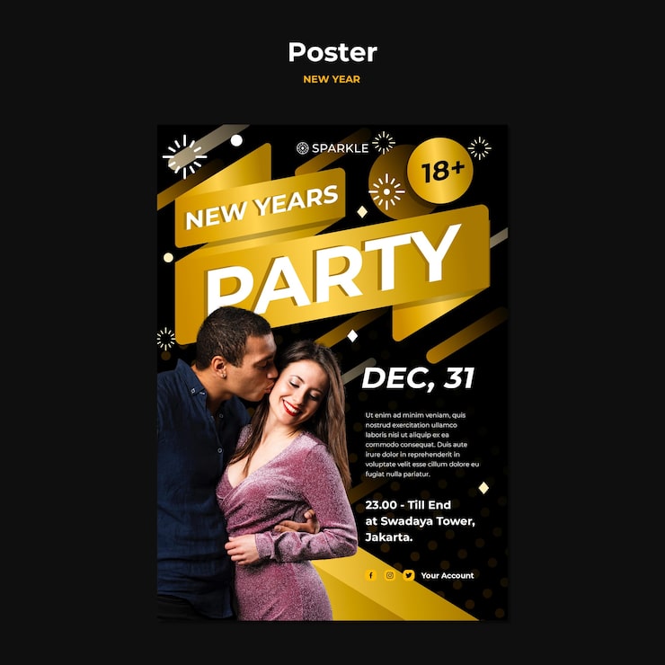 Bezpłatny plik PSD szablon plakatu strony nowego roku