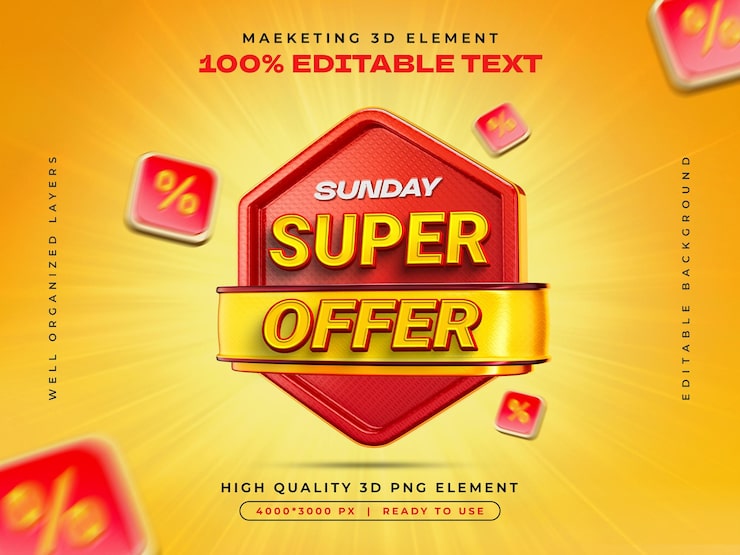 Bezpłatny plik PSD szablon projektu banera promocyjnego super sunday offer sale badge