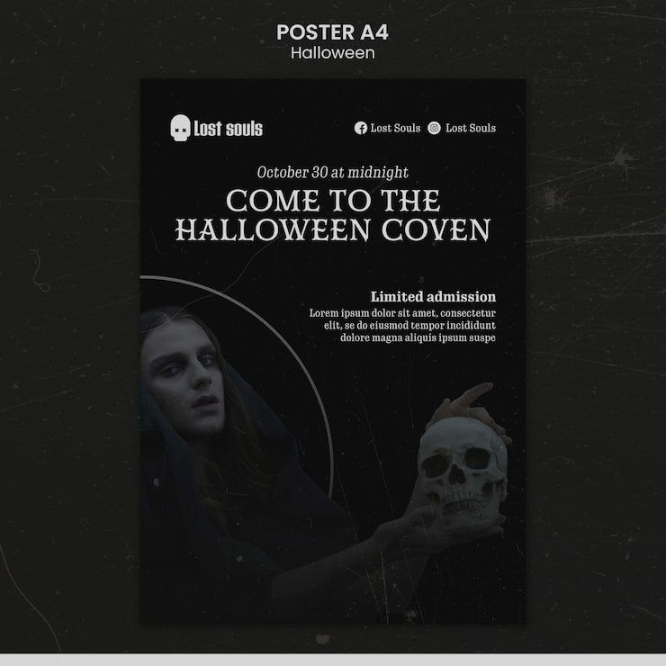 Bezpłatny plik PSD szablon projektu plakatu na halloween