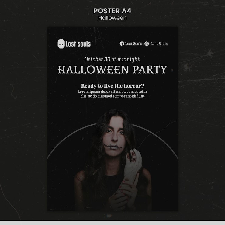 Bezpłatny plik PSD szablon projektu plakatu na halloween