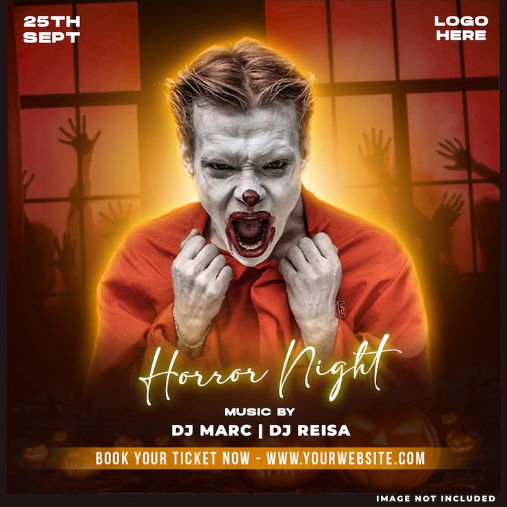 Bezpłatny plik PSD szablon ulotki lub baner internetowy dla imprezy w klubie dj na halloween