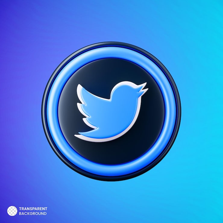 Bezpłatny plik PSD twitter ikona renderowania 3d na białym tle
