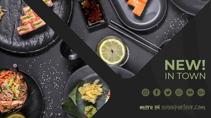 Bezpłatny plik PSD web banner szablon dla japońskiej restauracji