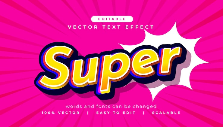 Bezpłatny plik Wektor efekt tekstu super litery w nowoczesnym stylu