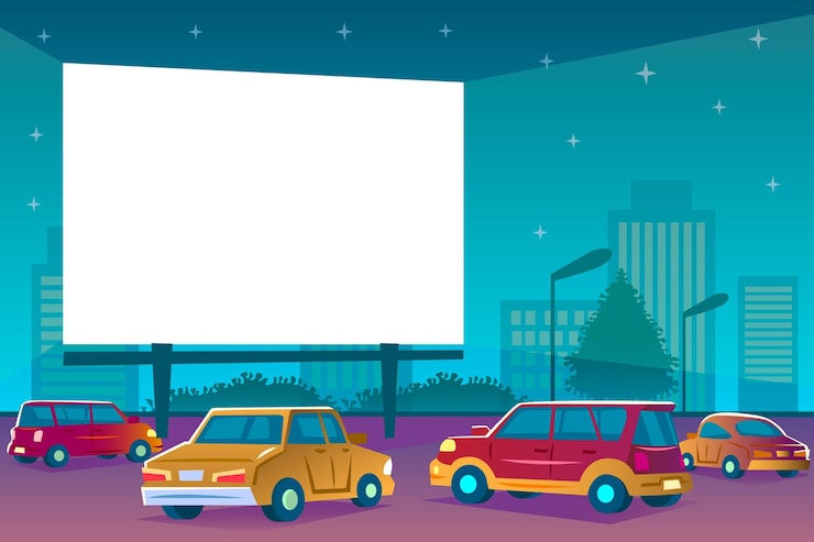 Bezpłatny plik Wektor kino samochodowe z samochodami