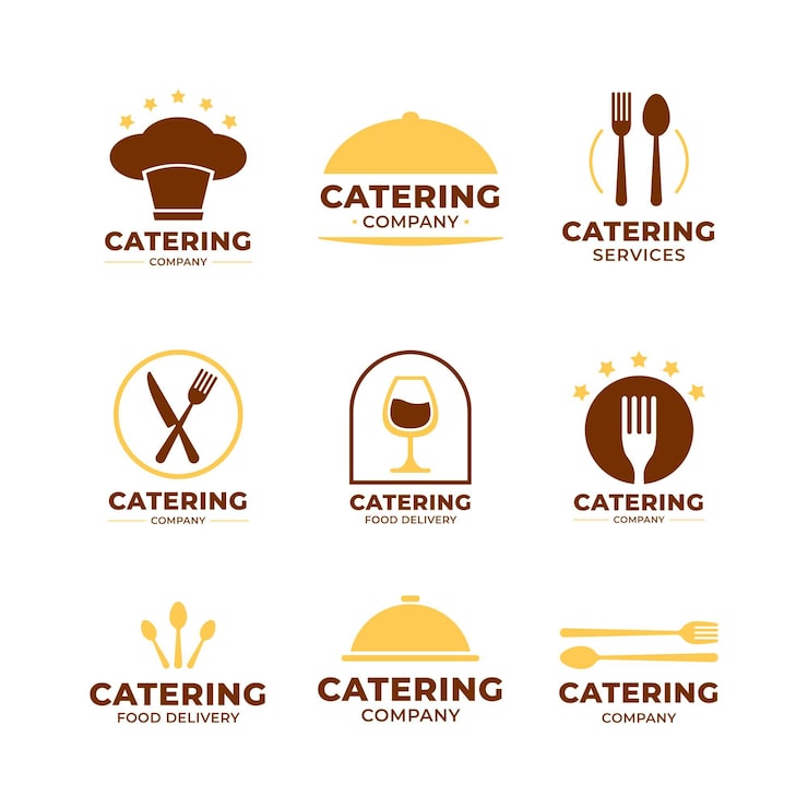 Bezpłatny plik Wektor pakiet płaskich logo gastronomicznych