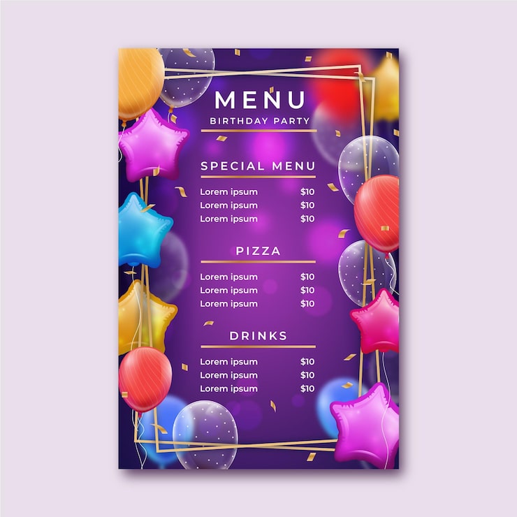 Bezpłatny plik Wektor szablon menu urodzinowego