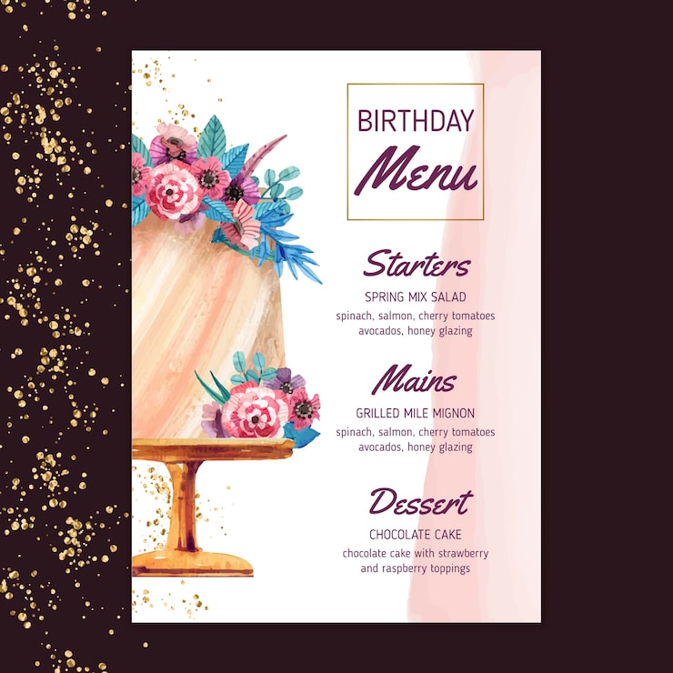 Bezpłatny plik Wektor szablon menu urodzinowego