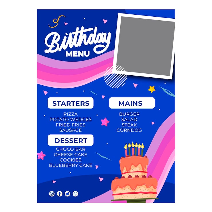 Bezpłatny plik Wektor szablon menu urodzinowego