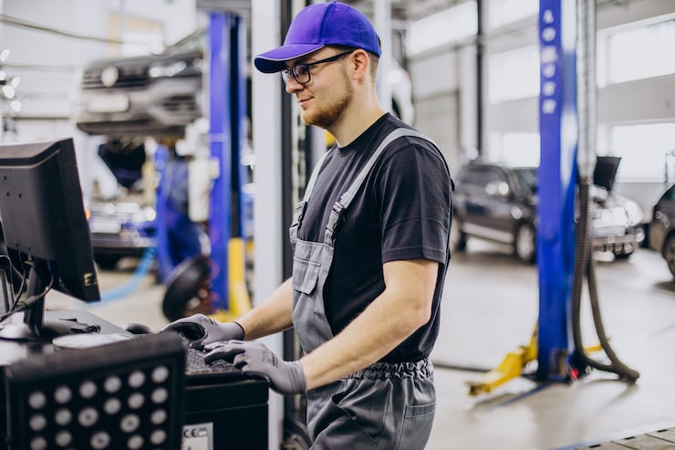 Bezpłatny plik Zdjęcie mechanik samochodowy wykonujący usługi samochodowe