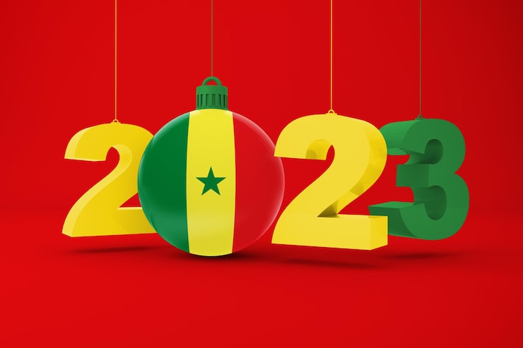 Foto gratuito año 2023 con bandera de senegal