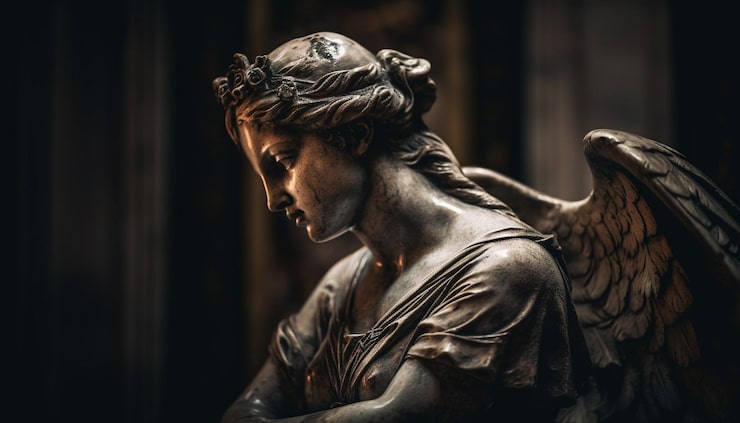 Foto gratuito la antigua estatua de mármol simboliza la espiritualidad y la religión generadas por ia