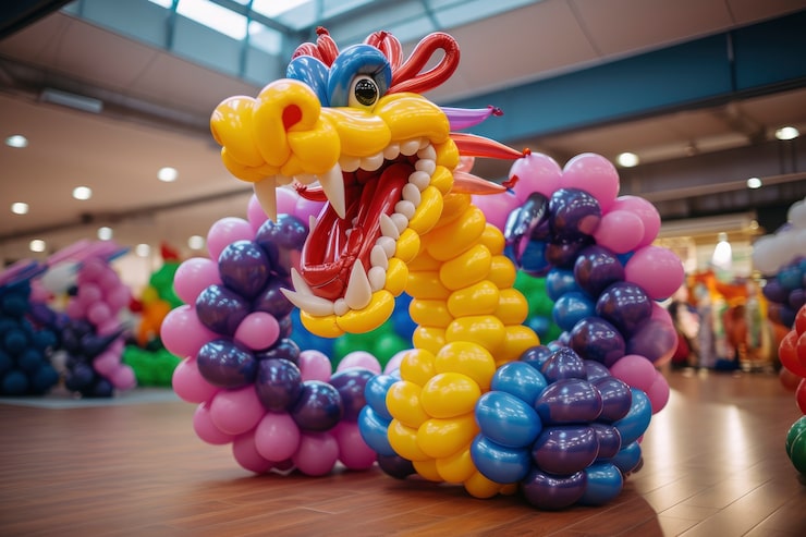 Photo Gratis balon puntir berbentuk seperti naga