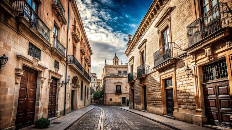 Foto gratuito calle de adoquines en una ciudad europea con edificios antiguos