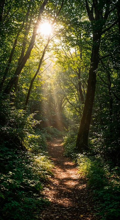 Foto gratuito camino iluminado por el sol a través de un bosque