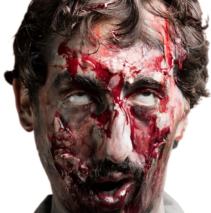 Foto gratuito cara de zombi de cerca