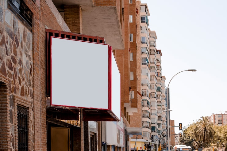 Foto gratuito cartelera en blanco fuera del edificio en la ciudad.