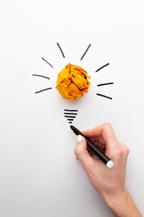 Foto gratuito composición abstracta de capa plana con elementos de innovación