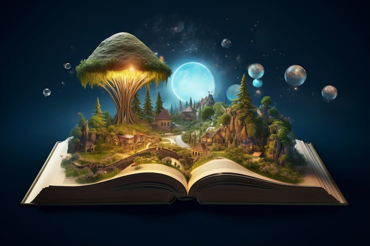 Foto gratuito concepto de libro abierto para cuentos de hadas y narraciones de ficción.