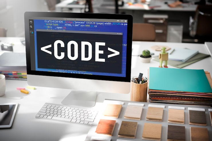 Foto gratuito concepto técnico de tecnología de programación de codificación de código